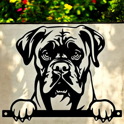 Metal Boxer Peeking Dog Silhouette – 26cm x 32cm | Durable Outdoor & Indoor Wall Art for Garden, Fence, or Home Décor