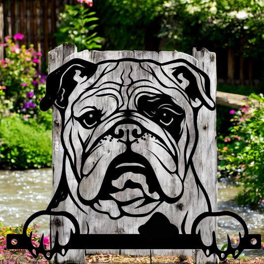 Metal Bulldog Peeking Dog Silhouette – 25.5cm x 32cm | Durable Outdoor & Indoor Wall Art for Garden, Fence, or Home Décor