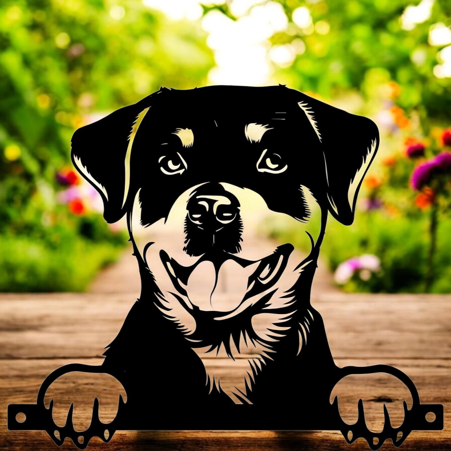 Metal Rottweiler Peeking Dog Silhouette – 27cm x 32cm | Durable Outdoor & Indoor Wall Art for Garden, Fence, or Home Décor