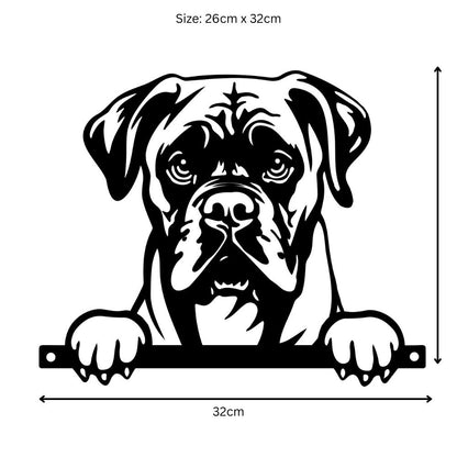 Metal Boxer Peeking Dog Silhouette – 26cm x 32cm | Durable Outdoor & Indoor Wall Art for Garden, Fence, or Home Décor