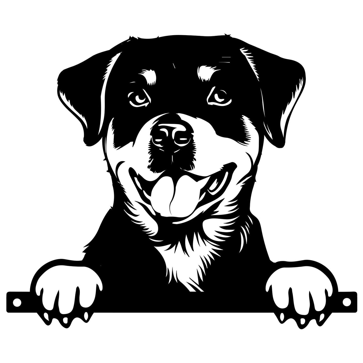 Metal Rottweiler Peeking Dog Silhouette – 27cm x 32cm | Durable Outdoor & Indoor Wall Art for Garden, Fence, or Home Décor