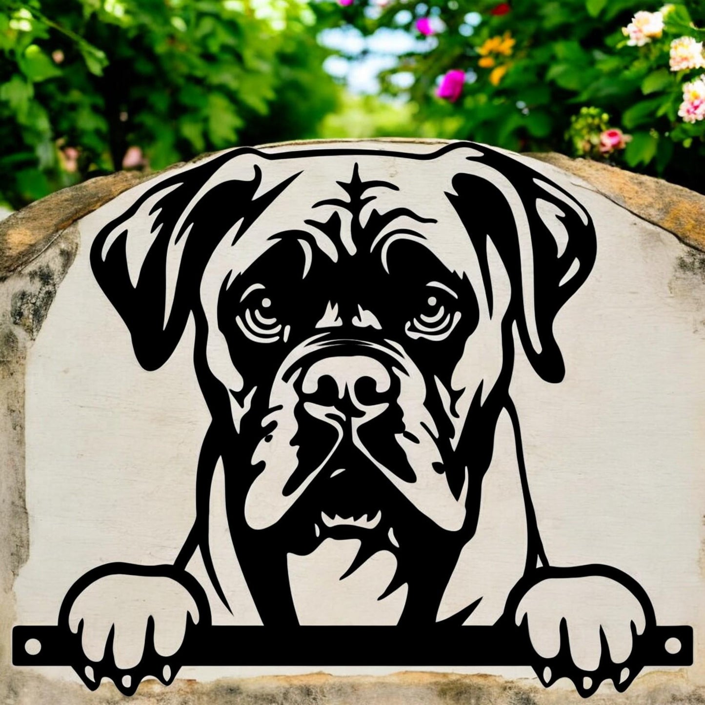 Metal Boxer Peeking Dog Silhouette – 26cm x 32cm | Durable Outdoor & Indoor Wall Art for Garden, Fence, or Home Décor