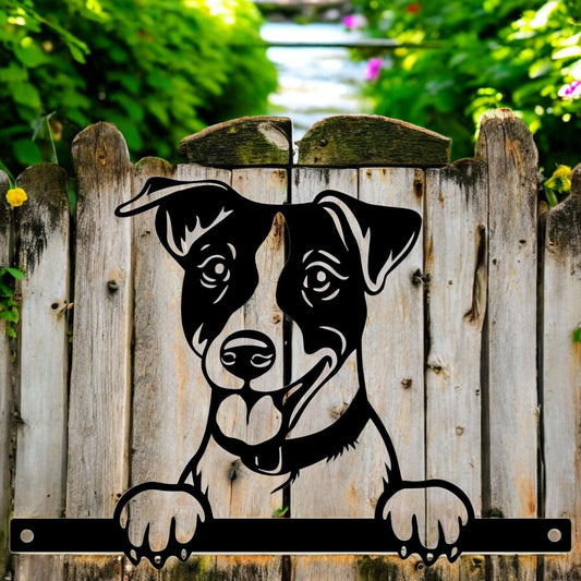 Metal Jack Russell Peeking Dog Silhouette – 22.5cm x 32cm | Durable Outdoor & Indoor Wall Art for Garden, Fence, or Home Décor