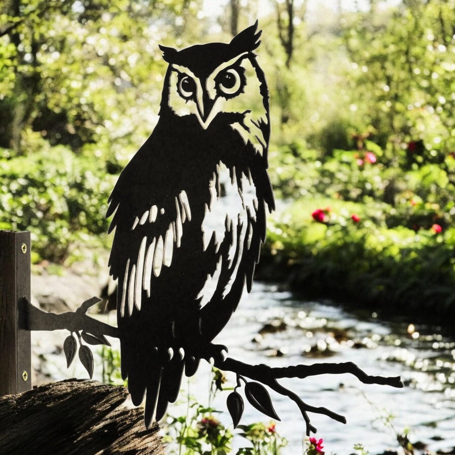 Metal Owl Large Tree Silhouette – 35cm x 29.5cm | Rustic Outdoor & Indoor Wall Art for Garden, Fence, or Home Décor