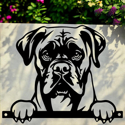 Metal Boxer Peeking Dog Silhouette – 26cm x 32cm | Durable Outdoor & Indoor Wall Art for Garden, Fence, or Home Décor