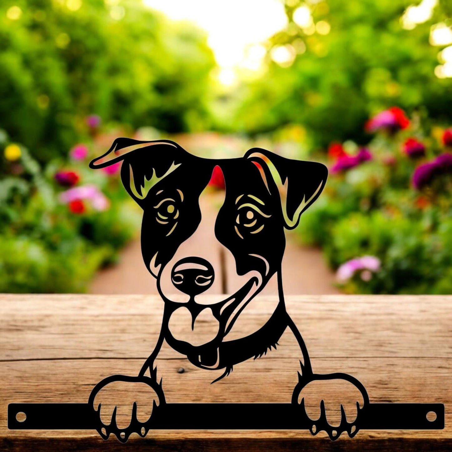 Metal Jack Russell Peeking Dog Silhouette – 22.5cm x 32cm | Durable Outdoor & Indoor Wall Art for Garden, Fence, or Home Décor