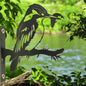 Metal Kingfisher Tree Silhouette – 18cm x 28cm | Rustic Outdoor & Indoor Wall Art for Garden, Fence, or Home Décor