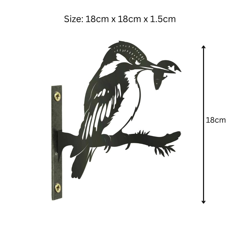 Metal Kingfisher Tree Silhouette – 18cm x 28cm | Rustic Outdoor & Indoor Wall Art for Garden, Fence, or Home Décor