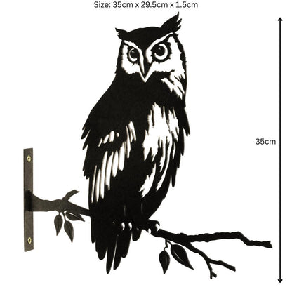 Metal Owl Large Tree Silhouette – 35cm x 29.5cm | Rustic Outdoor & Indoor Wall Art for Garden, Fence, or Home Décor