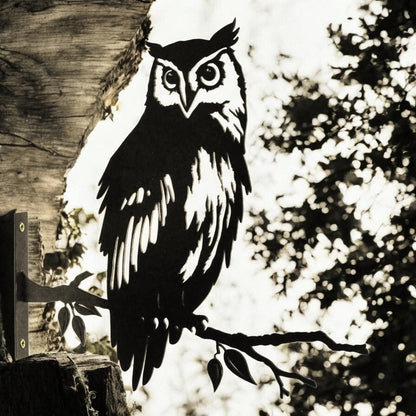 Metal Owl Large Tree Silhouette – 35cm x 29.5cm | Rustic Outdoor & Indoor Wall Art for Garden, Fence, or Home Décor