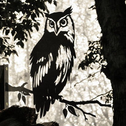 Metal Owl Large Tree Silhouette – 35cm x 29.5cm | Rustic Outdoor & Indoor Wall Art for Garden, Fence, or Home Décor