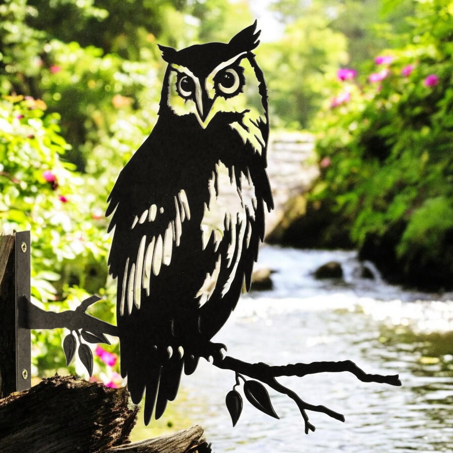 Metal Owl Large Tree Silhouette – 35cm x 29.5cm | Rustic Outdoor & Indoor Wall Art for Garden, Fence, or Home Décor