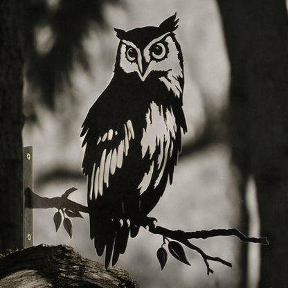 Metal Owl Large Tree Silhouette – 35cm x 29.5cm | Rustic Outdoor & Indoor Wall Art for Garden, Fence, or Home Décor