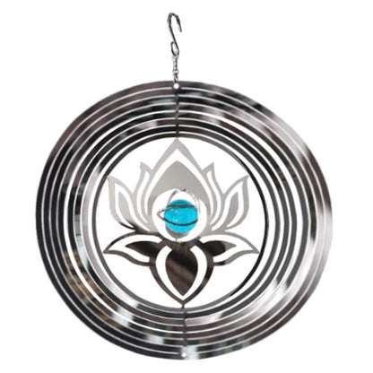 Serenity Stainless Steel Hanging Wind Spinner – 34cm x 25cm | 3D Metal Kinetic Garden Ornament & Outdoor Wind Sculpture