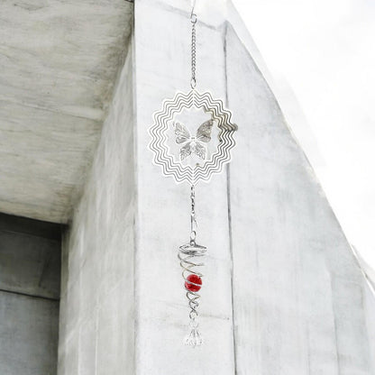 Hummingbird Stainless Steel Hanging Spiral Spinner – 80cm x 15cm | 3D Kinetic Wind Sculpture for Garden, Patio & Home Décor