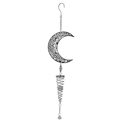 Moon Stainless Steel Hanging Spiral Spinner – 80cm x 15cm | 3D Kinetic Wind Sculpture for Garden, Patio & Home Décor