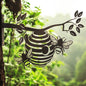 Metal Bee Hive Large Tree Silhouette – 22cm x 33.5cm | Intricate Metal Wall Art & Garden Décor | Honeybee Tree Hanging Ornament