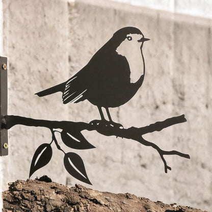 Metal Robin Tree Silhouette – 18cm x 25cm | Decorative Metal Bird Wall Art & Garden Ornament | Hanging Décor for Outdoor
