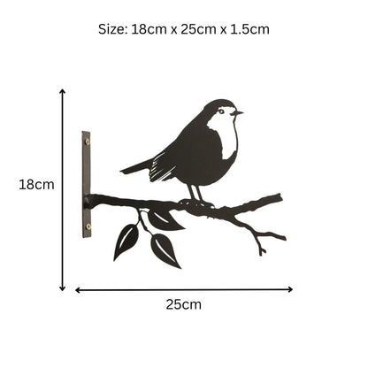 Metal Robin Tree Silhouette – 18cm x 25cm | Decorative Metal Bird Wall Art & Garden Ornament | Hanging Décor for Outdoor