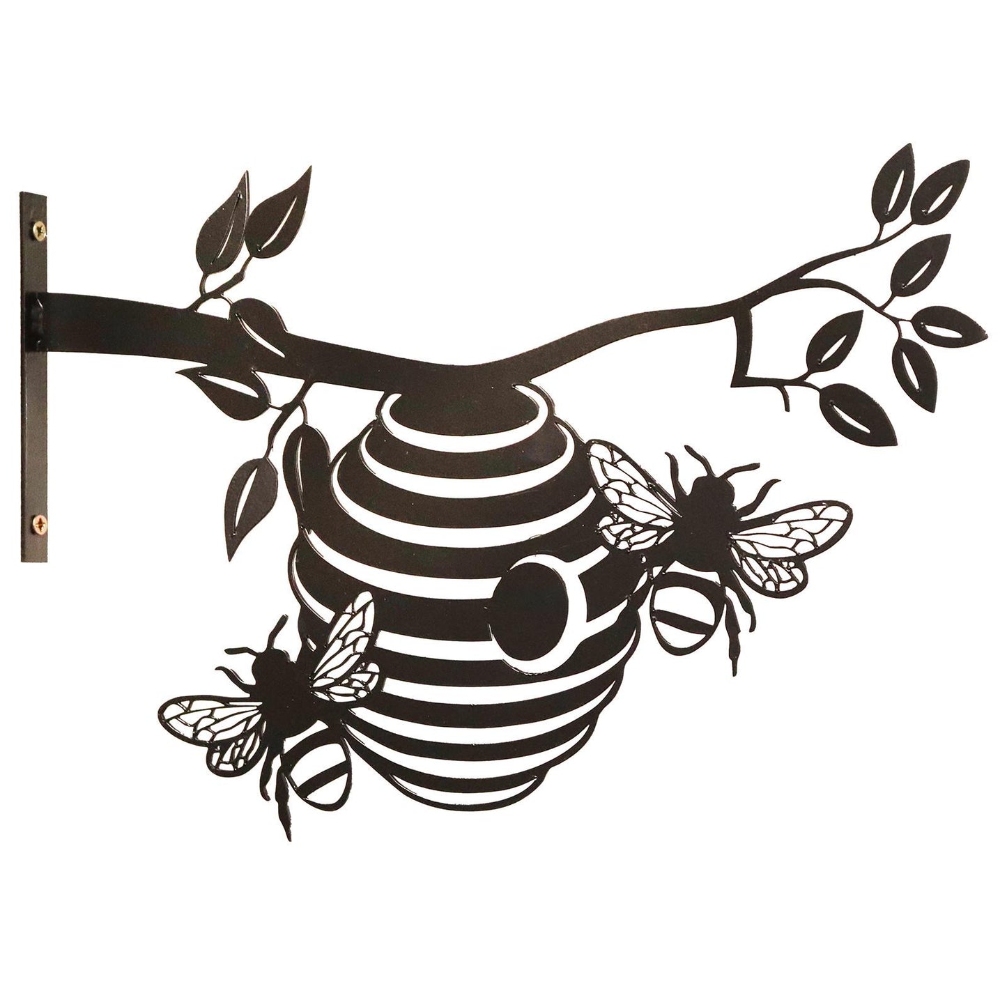 Metal Bee Hive Large Tree Silhouette – 22cm x 33.5cm | Intricate Metal Wall Art & Garden Décor | Honeybee Tree Hanging Ornament