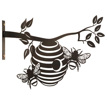 Metal Bee Hive Large Tree Silhouette – 22cm x 33.5cm | Intricate Metal Wall Art & Garden Décor | Honeybee Tree Hanging Ornament