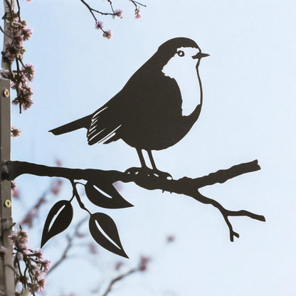 Metal Robin Tree Silhouette – 18cm x 25cm | Decorative Metal Bird Wall Art & Garden Ornament | Hanging Décor for Outdoor