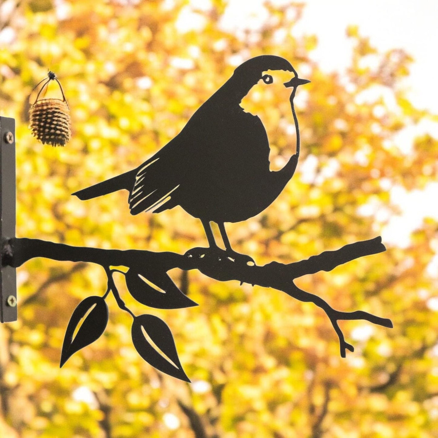 Metal Robin Tree Silhouette – 18cm x 25cm | Decorative Metal Bird Wall Art & Garden Ornament | Hanging Décor for Outdoor