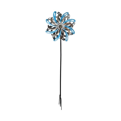 Small Ocean Wave Vortex Wind Spinner Stake – 120 x 36 x 15 CM | Metal Kinetic Garden Wind Sculpture | Outdoor Yard Art & Decorative Spinner