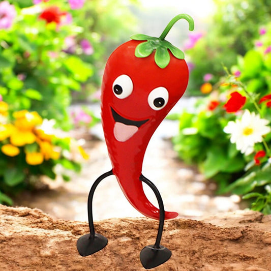 Metal Pepper Veggie Patch Pal – 24.5 x 9 x 6 CM | Fun & Quirky Metal Garden Ornament | Durable Vegetable Patch Decor for Planters