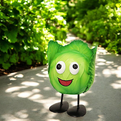 Metal Cabbage Veggie Patch Pal – 15.5 x 11 x 11 CM | Fun & Whimsical Metal Garden Ornament | Outdoor Cabbage Decor for Vegetable Patches