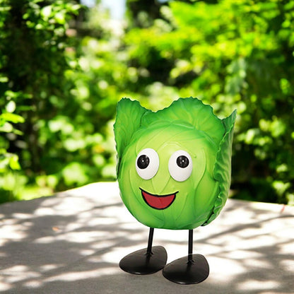 Metal Cabbage Veggie Patch Pal – 15.5 x 11 x 11 CM | Fun & Whimsical Metal Garden Ornament | Outdoor Cabbage Decor for Vegetable Patches