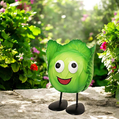 Metal Cabbage Veggie Patch Pal – 15.5 x 11 x 11 CM | Fun & Whimsical Metal Garden Ornament | Outdoor Cabbage Decor for Vegetable Patches