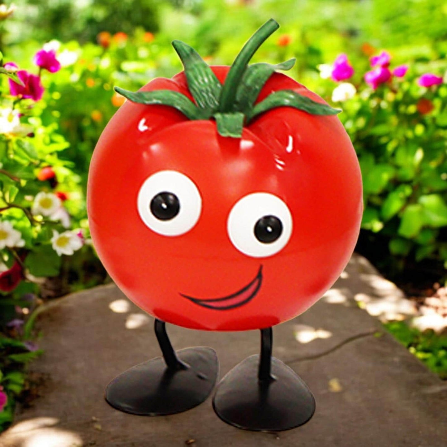 Metal Tomato Veggie Patch Pal – 15.5 x 12 x 11 CM | Fun & Quirky Metal Garden Ornament | Tomato Plant Decor for Vegetable Patches