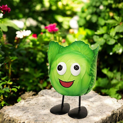Metal Cabbage Veggie Patch Pal – 15.5 x 11 x 11 CM | Fun & Whimsical Metal Garden Ornament | Outdoor Cabbage Decor for Vegetable Patches