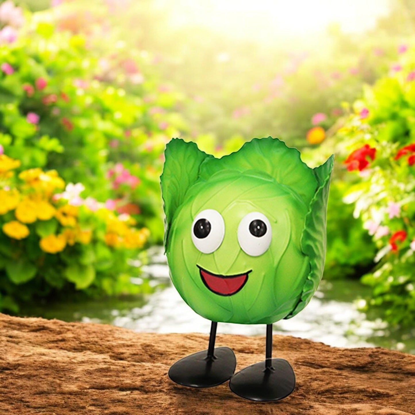 Metal Cabbage Veggie Patch Pal – 15.5 x 11 x 11 CM | Fun & Whimsical Metal Garden Ornament | Outdoor Cabbage Decor for Vegetable Patches