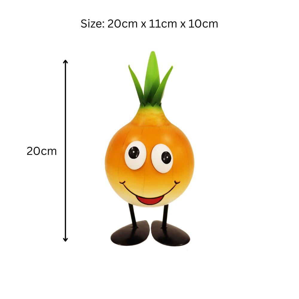 Metal Onion Veggie Patch Pal – 20 x 11 x 10 CM | Fun & Whimsical Metal Garden Ornament | Weatherproof Outdoor Decor for Vegetable Patches