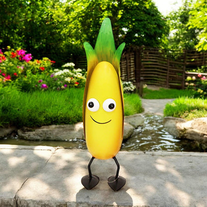 Metal Corn Veggie Patch Pal – 25.5 x 7.5 x 7 CM | Fun & Whimsical Metal Garden Ornament | Outdoor Corn Decor for Vegetable Patches Garden