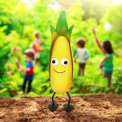 Metal Corn Veggie Patch Pal – 25.5 x 7.5 x 7 CM | Fun & Whimsical Metal Garden Ornament | Outdoor Corn Decor for Vegetable Patches Garden