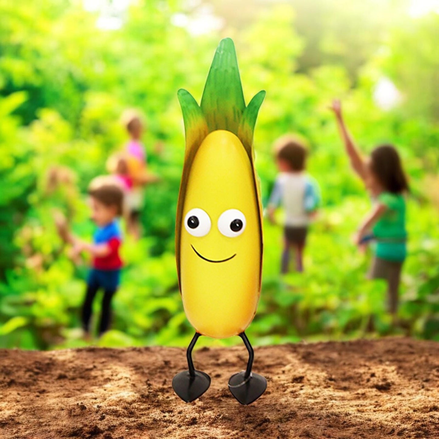 Metal Corn Veggie Patch Pal – 25.5 x 7.5 x 7 CM | Fun & Whimsical Metal Garden Ornament | Outdoor Corn Decor for Vegetable Patches Garden