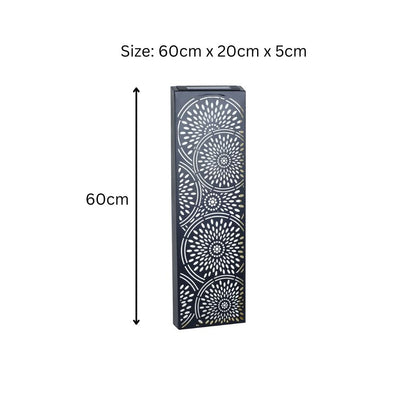 Moroccan Solar Wall Panel – 60 x 20 x 5 CM | Solar-Powered Outdoor Wall Art | Weatherproof Metal Garden Decor with Soft LED Glow