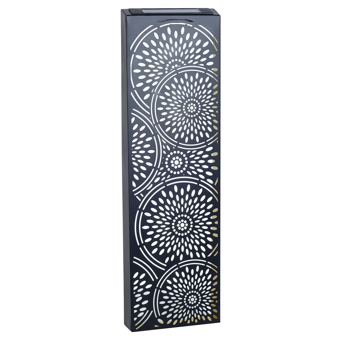 Moroccan Solar Wall Panel – 60 x 20 x 5 CM | Solar-Powered Outdoor Wall Art | Weatherproof Metal Garden Decor with Soft LED Glow