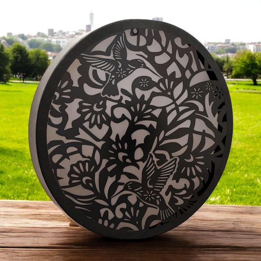 Hummingbird Solar Wall Panel – 40 x 40 x 5 CM | Solar-Powered Outdoor Wall Art | Metal Garden Panel with LED Light for Patio