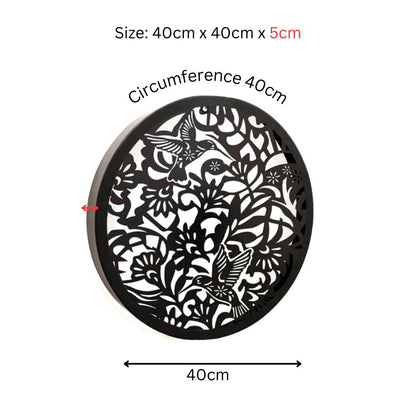 Hummingbird Solar Wall Panel – 40 x 40 x 5 CM | Solar-Powered Outdoor Wall Art | Metal Garden Panel with LED Light for Patio