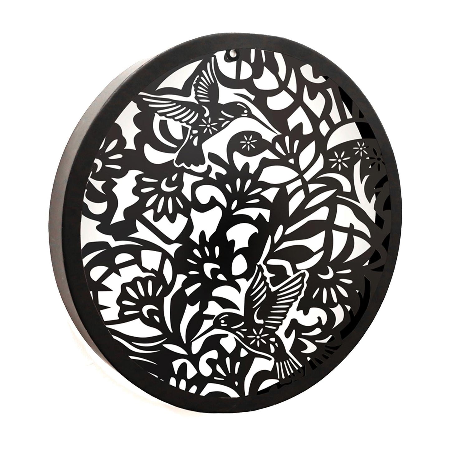 Hummingbird Solar Wall Panel – 40 x 40 x 5 CM | Solar-Powered Outdoor Wall Art | Metal Garden Panel with LED Light for Patio