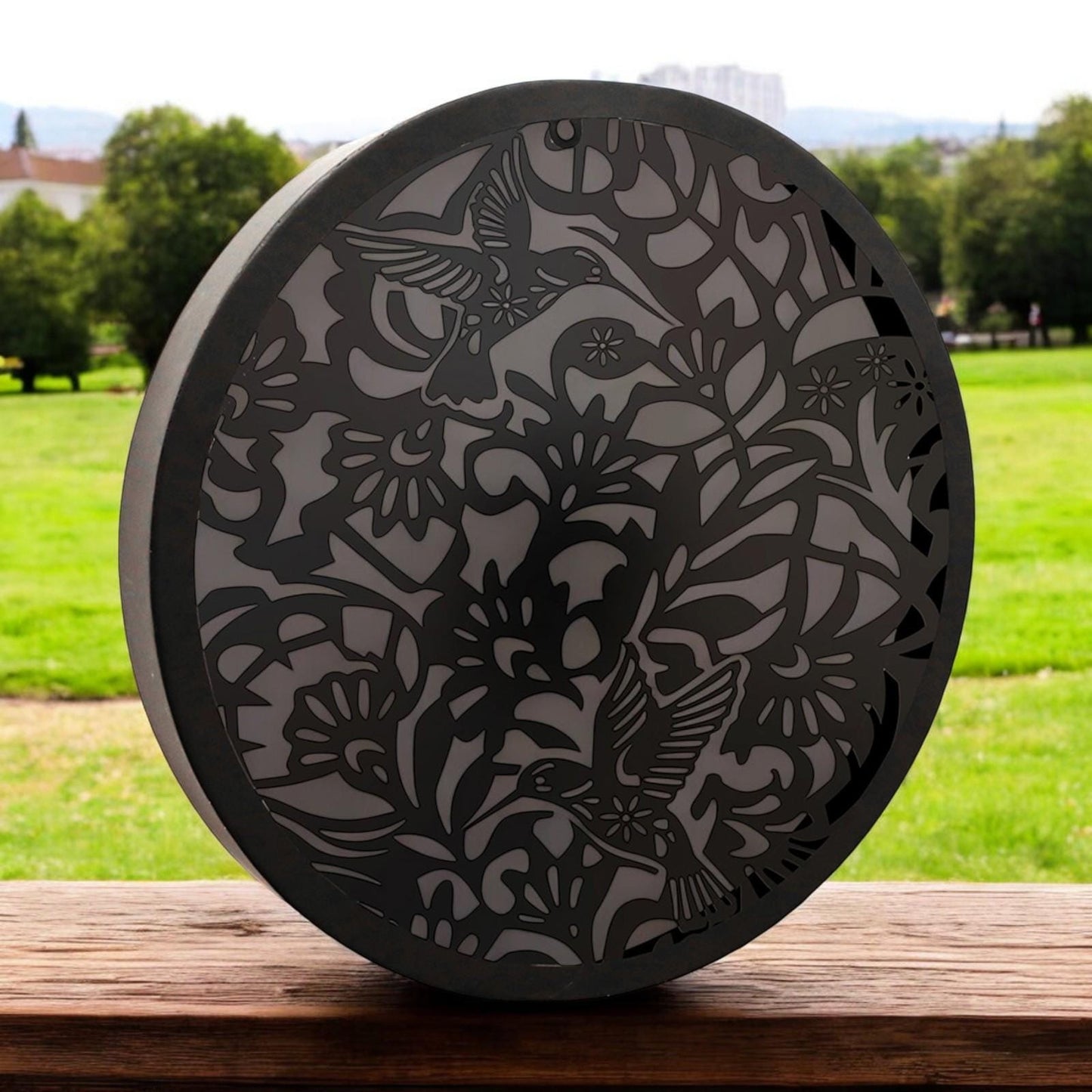 Hummingbird Solar Wall Panel – 40 x 40 x 5 CM | Solar-Powered Outdoor Wall Art | Metal Garden Panel with LED Light for Patio