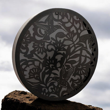 Hummingbird Solar Wall Panel – 40 x 40 x 5 CM | Solar-Powered Outdoor Wall Art | Metal Garden Panel with LED Light for Patio