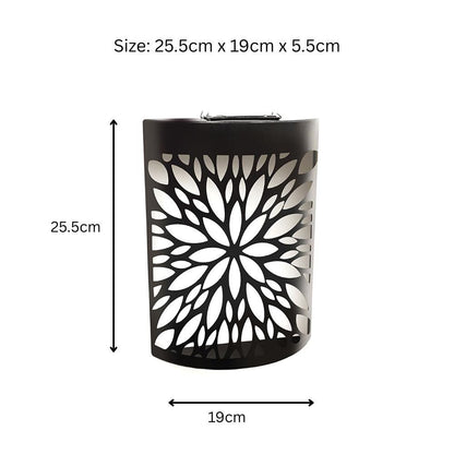 Small Metal Curved Abstract Flower Solar Wall Panel – 25.5 x 19 x 5.5 CM | Solar-Powered Outdoor Wall Art | LED Metal Garden Panel for Patio