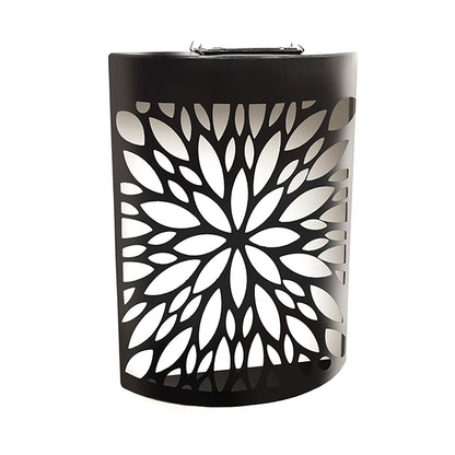 Small Metal Curved Abstract Flower Solar Wall Panel – 25.5 x 19 x 5.5 CM | Solar-Powered Outdoor Wall Art | LED Metal Garden Panel for Patio