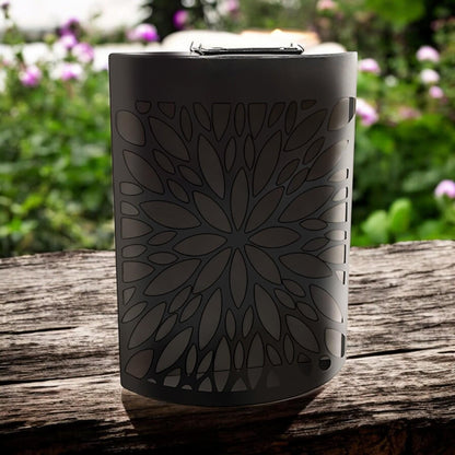 Small Metal Curved Abstract Flower Solar Wall Panel – 25.5 x 19 x 5.5 CM | Solar-Powered Outdoor Wall Art | LED Metal Garden Panel for Patio