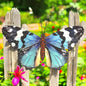 Medium Metal Blue Butterfly Wall Art – 23 x 34 x 1 CM | Hand-Painted 3D Butterfly Décor | Weatherproof Metal Wall Decoration for Garden